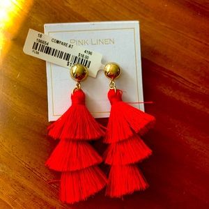 Red 3 tier tassel earring